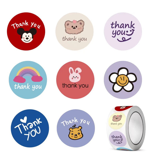 Thank you stickers cartoon stickers 500pcs per roll